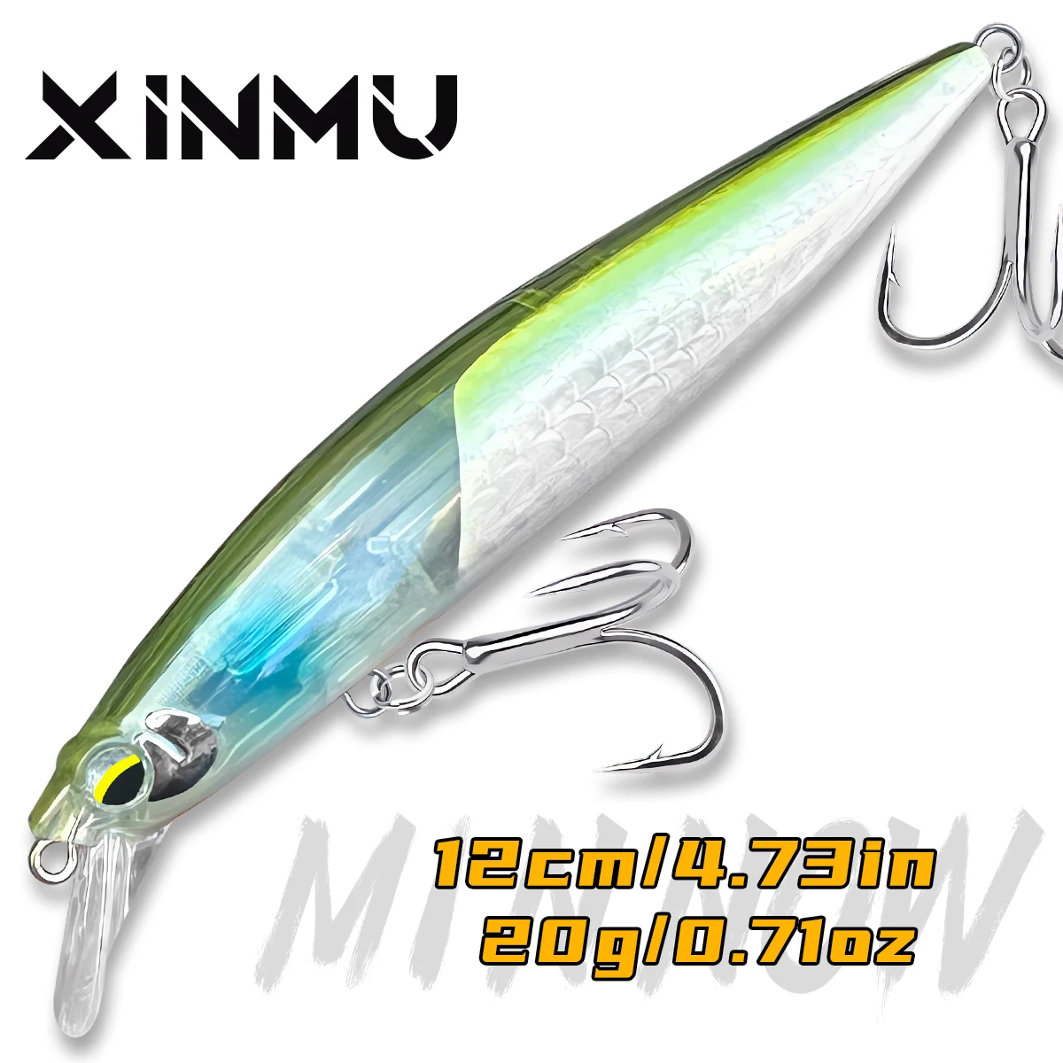 

XINMU Floating Minnow Fishing Lures 120mm/20g Fish With Glitter Sequins Artificial Hard Baits Swimbait Wobbler For Trout Bass