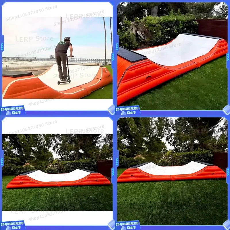 Mingrui Red Inflatable PVC Skate Ramp for Outdoor Use 3-Person Capacity Sport Game Floating Design