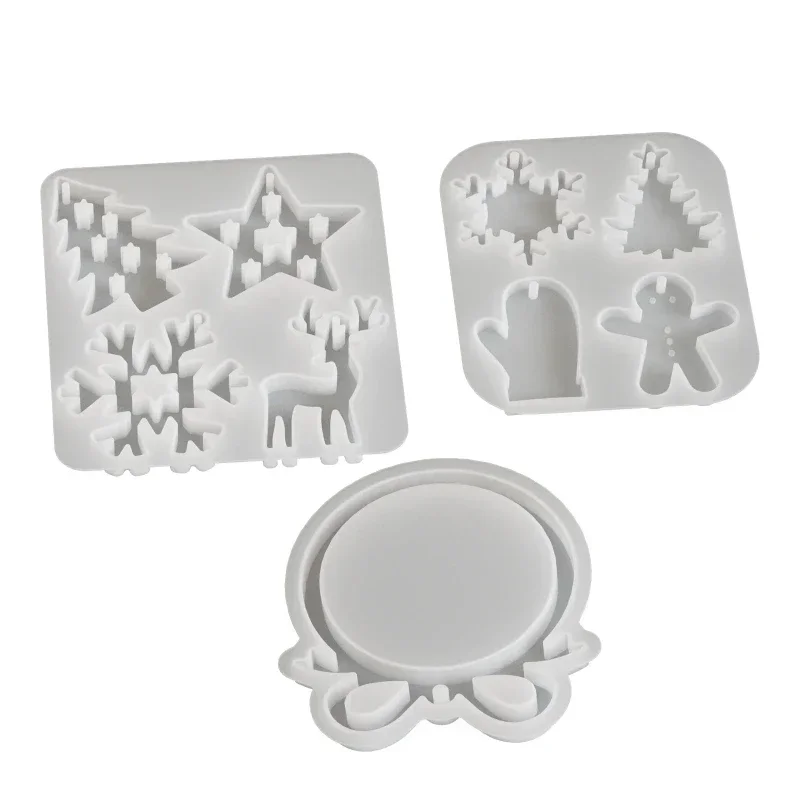 christmas silicone hanging mold for diy epoxy resin plaster concrete crafts snowflake christmas tree deer pendant casting mould view 5