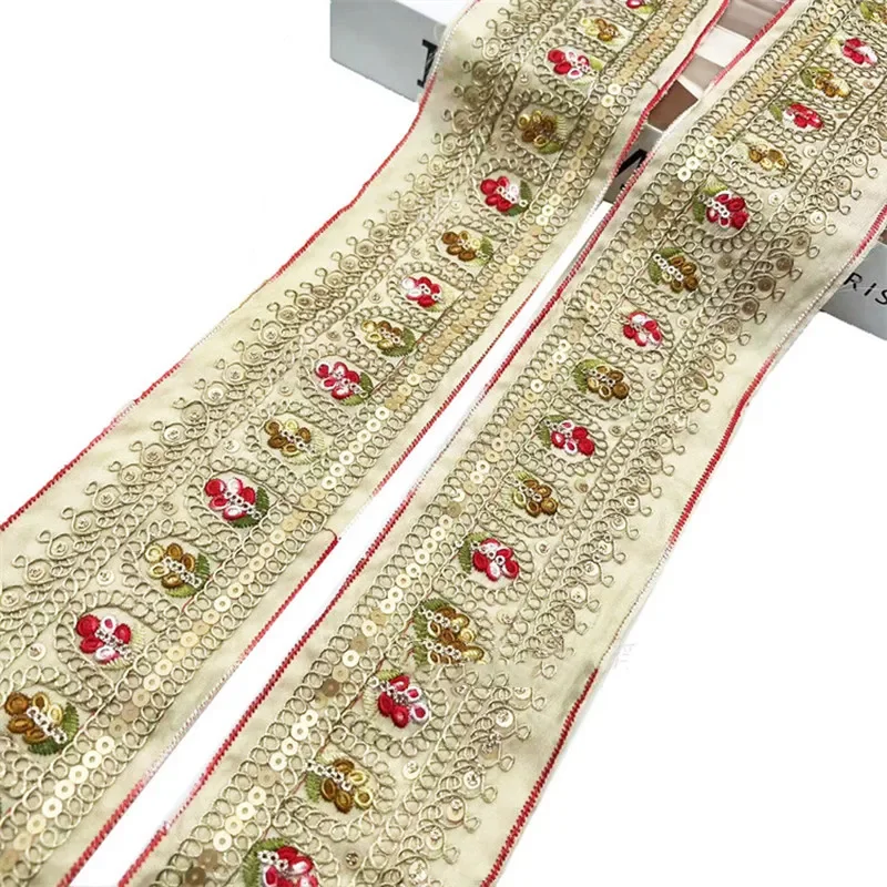 Sequin Webbing Trim Lace Fabric, DIY Embroidery Ribbons for Garments, Headdress Decor, Sewing, Handmade Supplies, 1 Yard