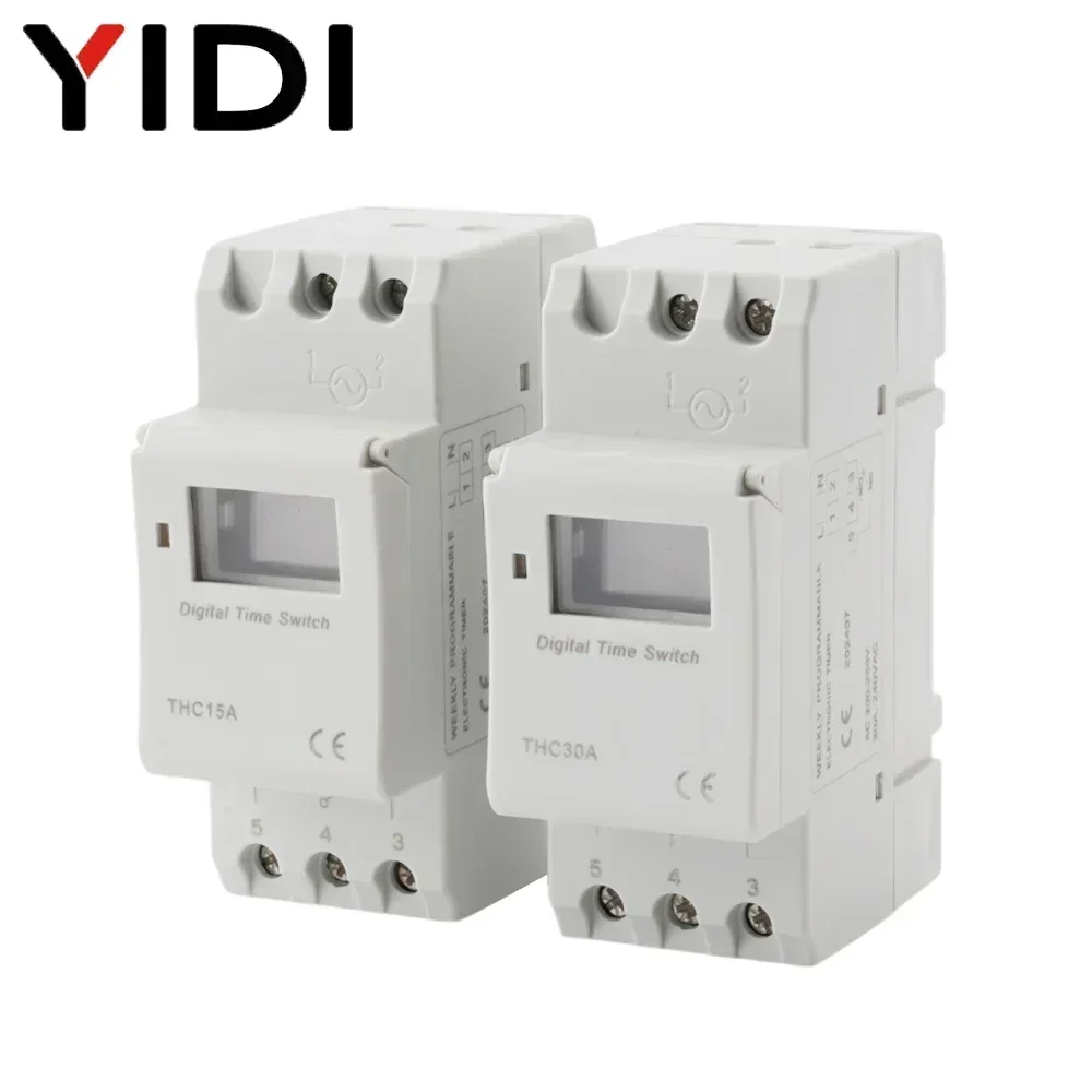 DIN Rail THC30A THC15A Weekly Programmable Digital Electric Timer Switch Time Relay Controller Programmer Module 12V 24V 220V