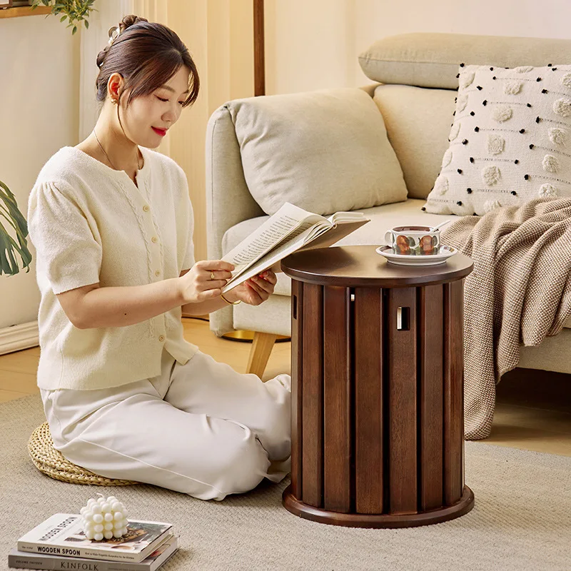 Solid Wood Stackable Folding Coffee Table Set 2-in-1 Ottoman Stool for Living Room/ Dining/ Guest Seating Spaces Storage Design