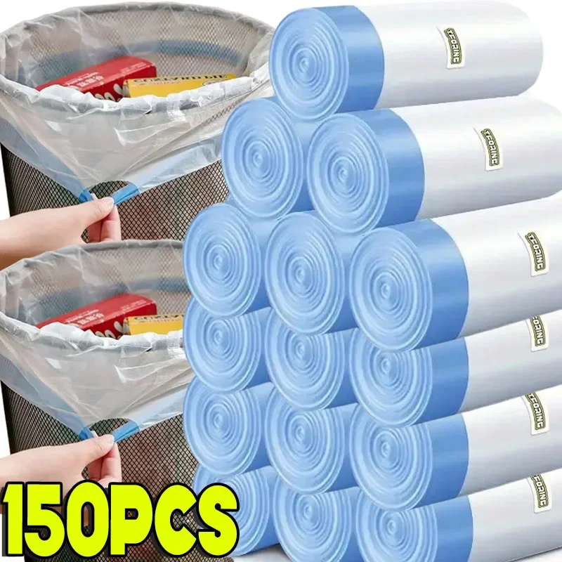 

50/150PCS Household Garbage Bag Drawstring Large Thickening Portable Pull Bags White Plastic Bag Draw String Bags Drawstring Bag