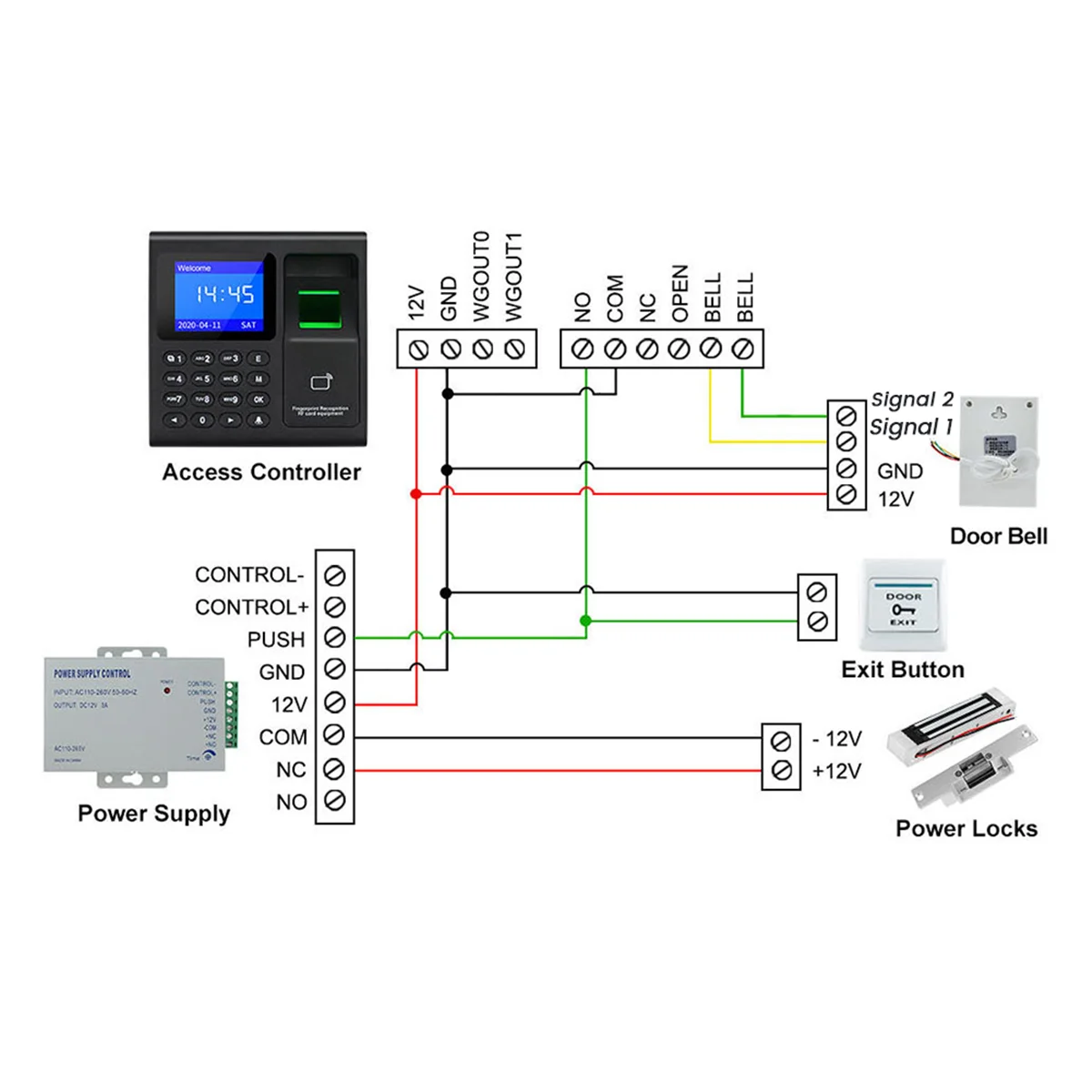 Y06A Fingerprint Attendance Machine+10 Cards Access Control Electric Time Clock Recorder RFID Keypad USB Data Manage