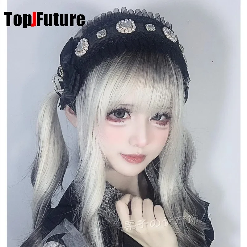 

Japanese Gothic Y2K Lolita Women's Harajuku hair hoop headband Ruffled Floral Lace jewelry silk bow hair bands hair accessories