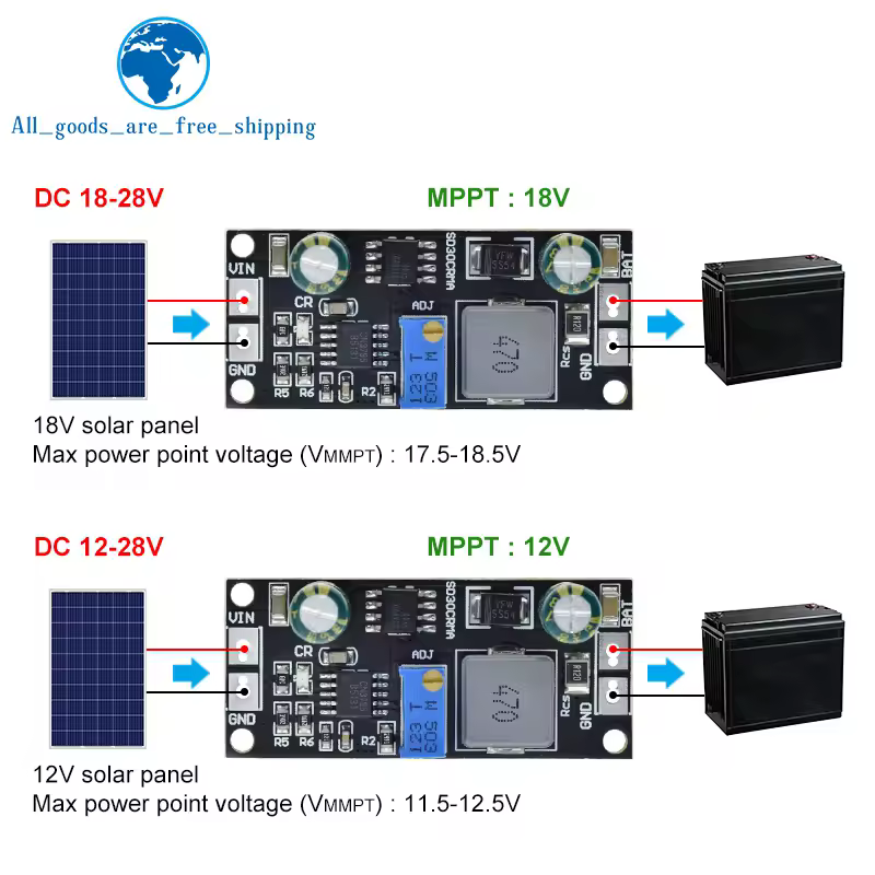 MPPT Solar Controller 1A 3.2V 3.7V 3.8V 7.4V 11.1V 14.8V Lithium LiFePO4 Titanate Battery Charger Module Battery Charging Board
