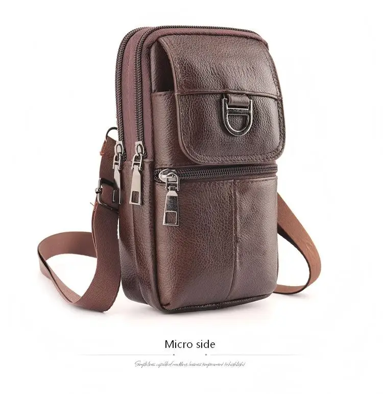 Herren-Leder-Gürteltasche - Große Kapazität Handy-Gürteltasche - Outdoor-Arbeitsrucksack, Sport-Wandertasche Tragbare Umhängetasche – Detail 15