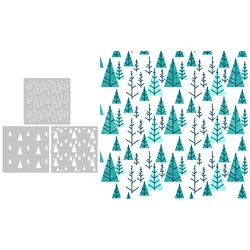 MangoCraft 3PCs Autumn Pine Trees Plastic Stencils Decor DIY Scrapbooking Supplies Stencil For Cards Albums Crafts Background