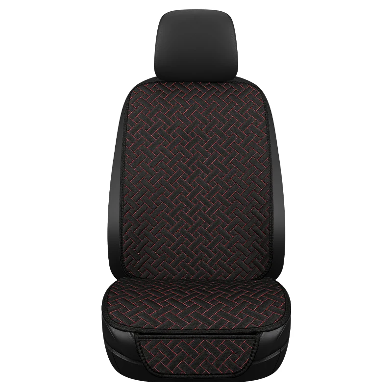 Four season universal linen woven pattern car seat cushion anti slip and wear-resistant single seat three piece set, single piec