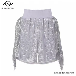 Boxing Shorts High Grade Sequin Tassel Muay Thai Pants Men Women Kids Martial Arts MMA Clothes White Fighting Kickboxing Shorts