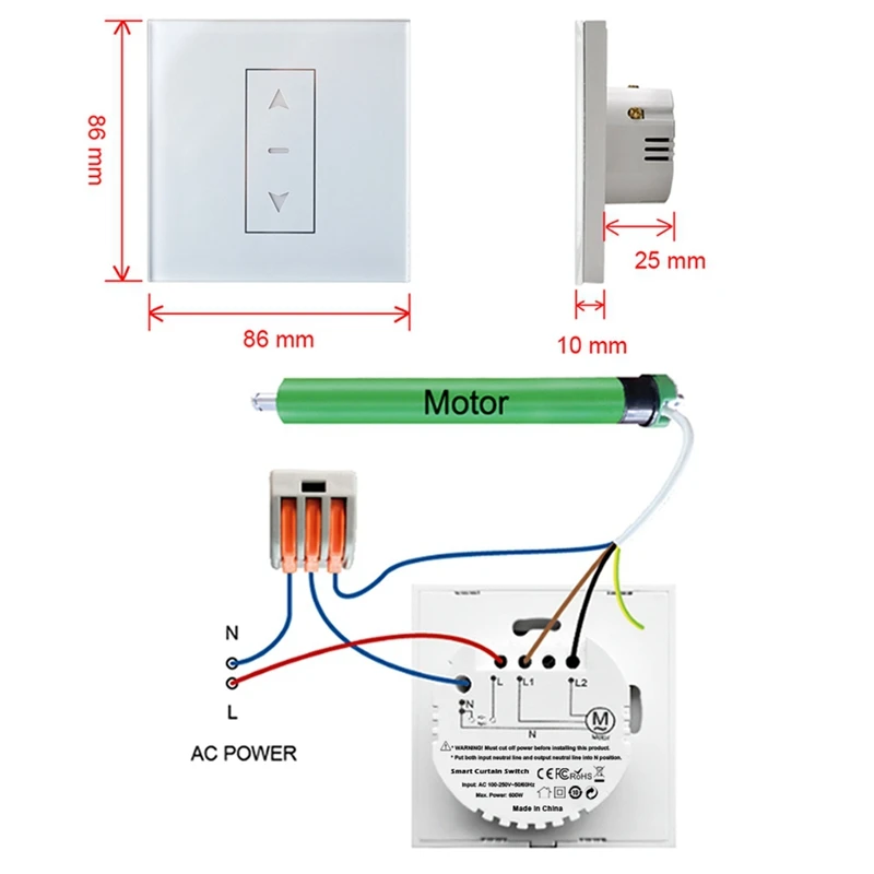 Interruttore a pulsante Smart Touch collegato tende elettriche tende avvolgibile compatibile per Alexa Google Home