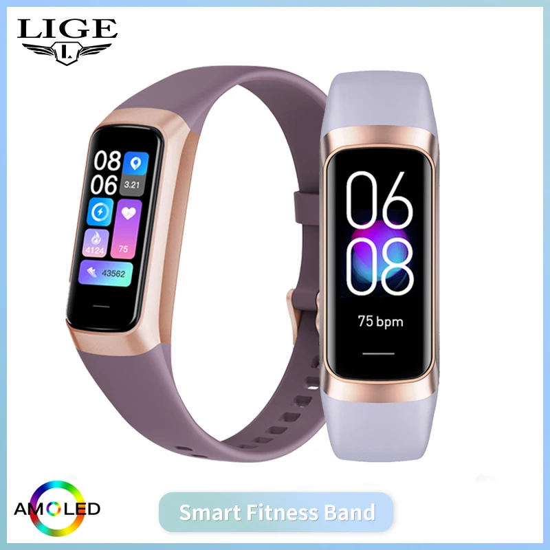 

LIGE Smart Band 1.1 Inch AMOLED Heart Rate Health Monitoring Pedometer 1ATM Waterproof Smartwatch Sports Bracelet Wristband