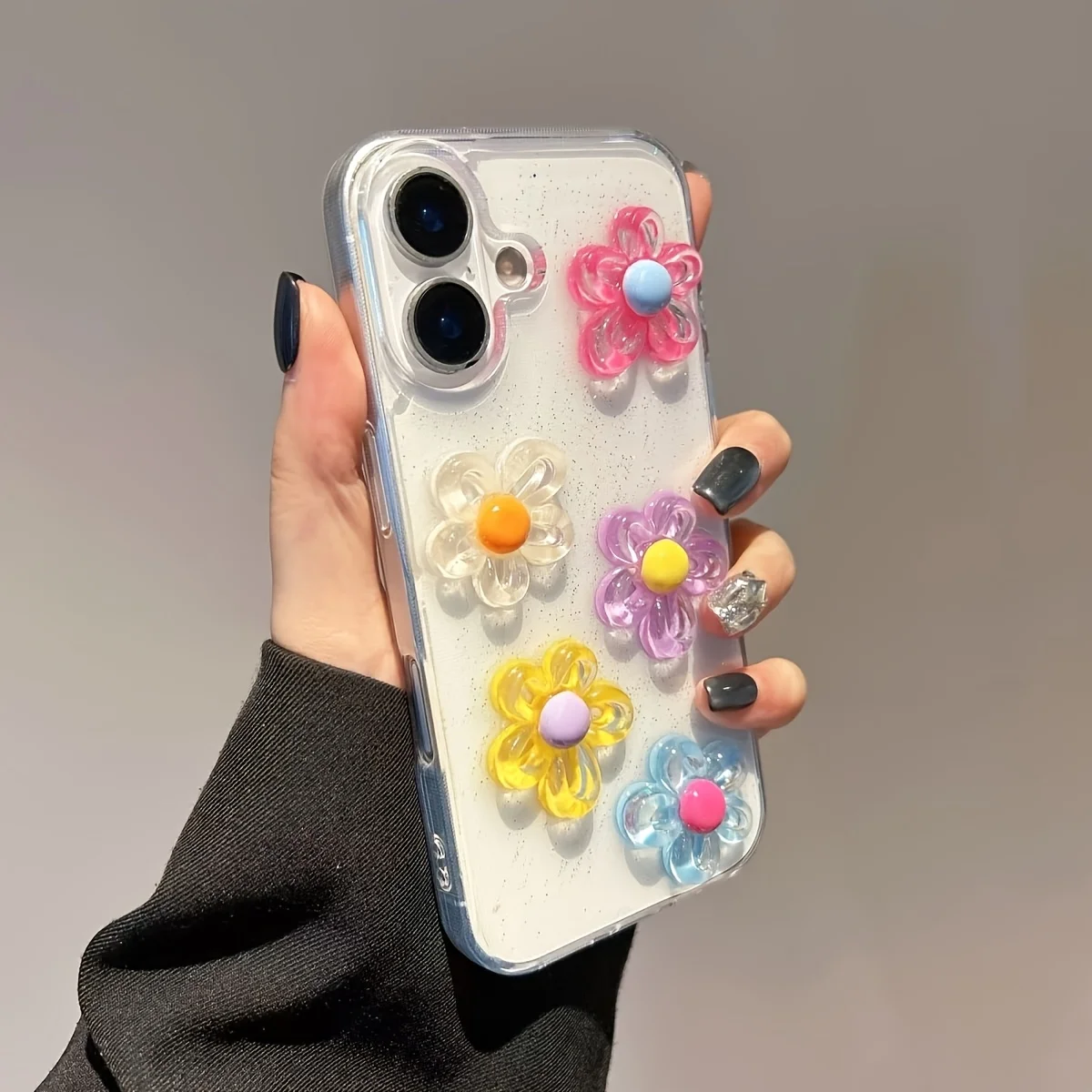 3D-Blumen Luxus Glitzer Handyhülle für iPhone 17 13 16 15 11 12 14 Pro Max 17 Air XR X 16e Weiche Stoßfeste Hülle – Detail 7