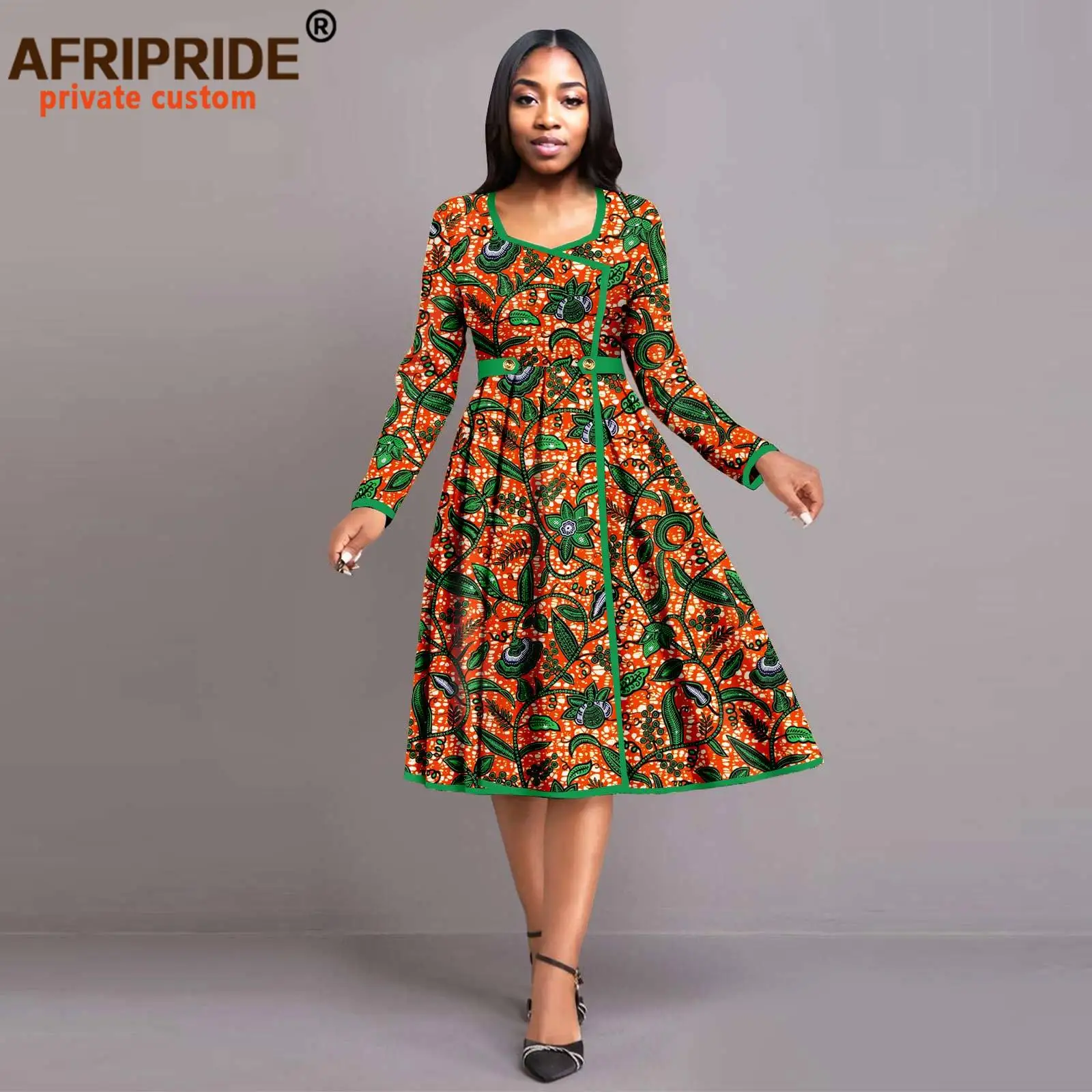 African Print Dresses for Women High Waist Elegant Knee Dress Party Attire for Lady Dashiki Ankare Outfits 2525065
