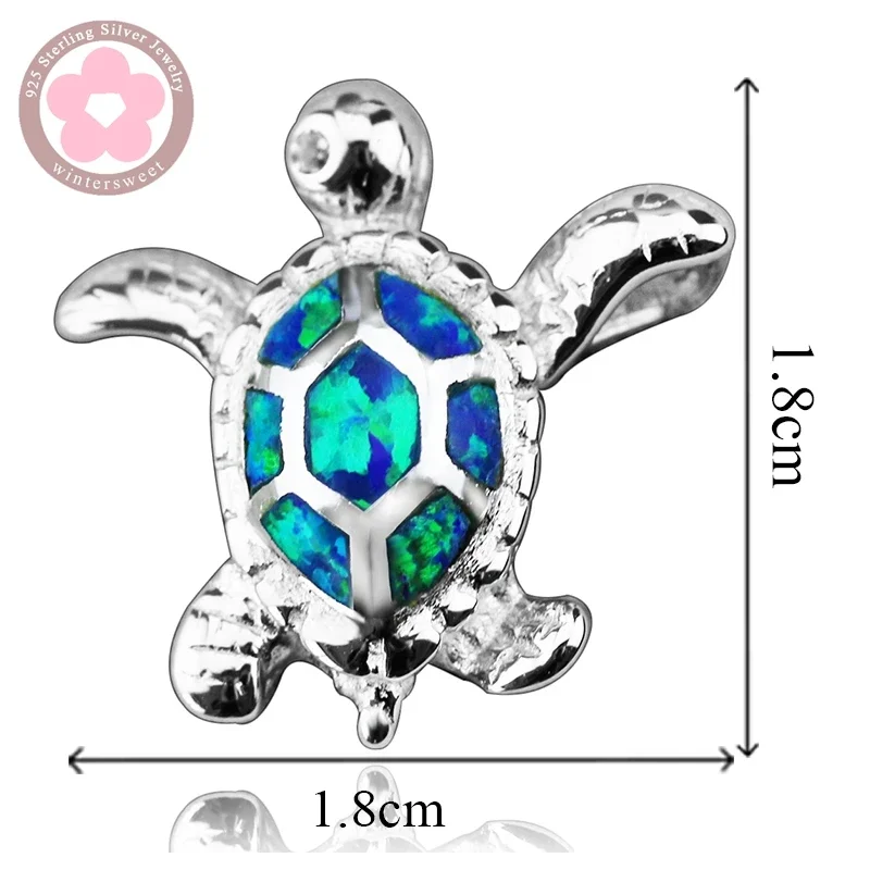 JLP-039-L  Turtle Shape Charm Pendant Real 925 Sterling Silver Pendant Blue Opal Fine Jewelry Necklace Pendants for Men & Women