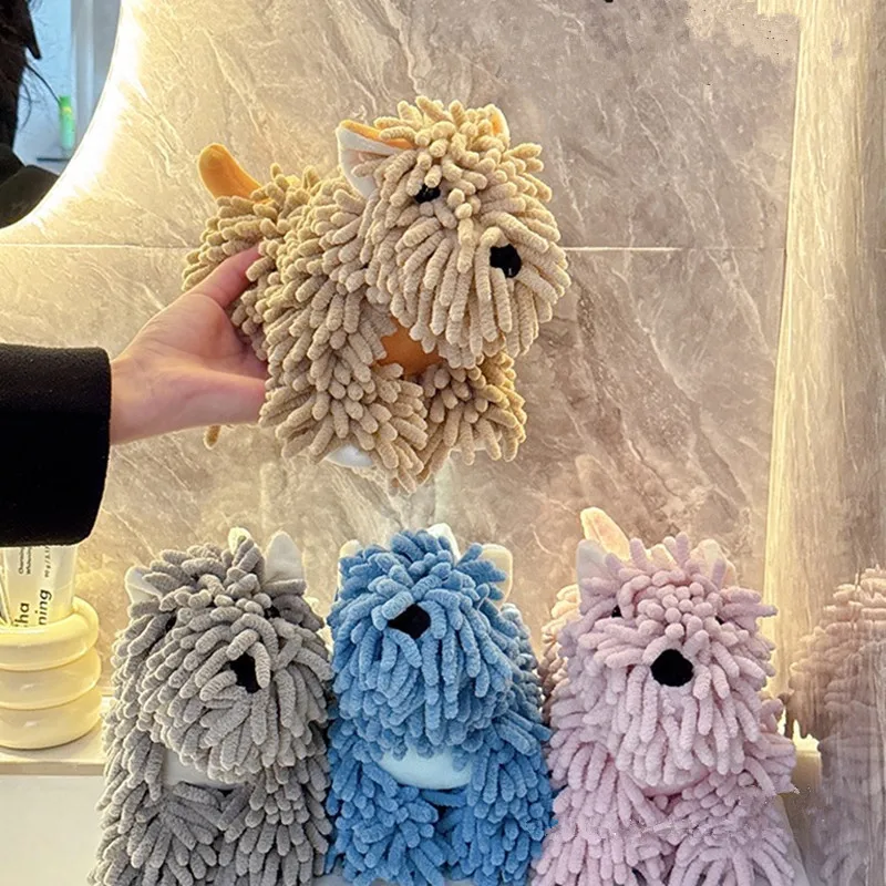 

Cute Puppy Shaped Hand Towel Wall Mounted Soft & Absorbent Kitchen Bathroom Decor Accessory for Home
