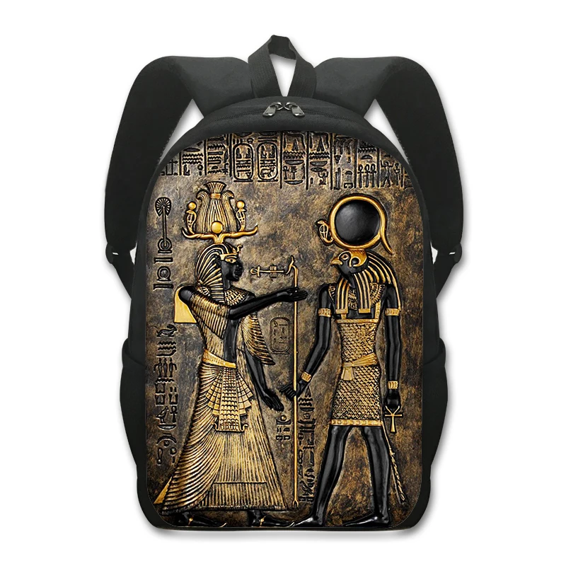 Egyptian Art Print Backpack for Teenager Boys Girls Children School Bags Egypt Pharaoh Anubis Canvas Book Bag Student Schoolbags