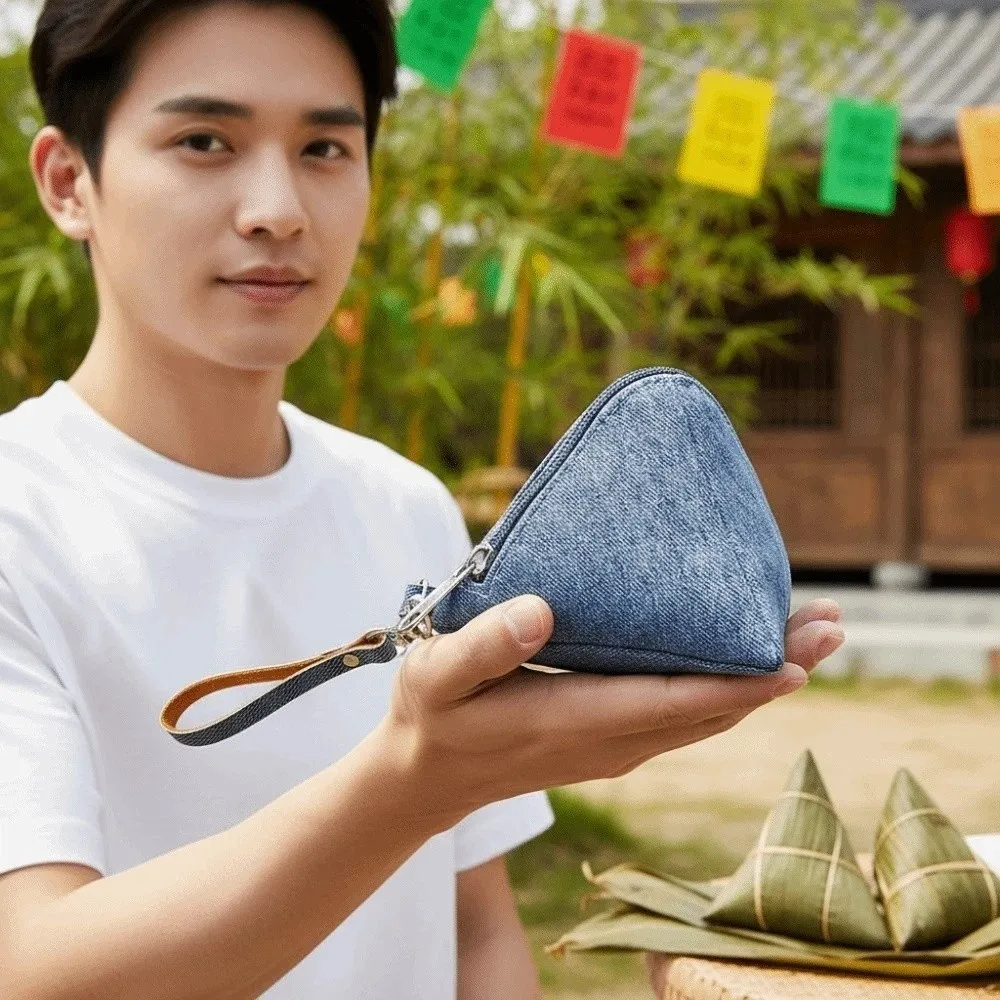 

Полиэстеровый джинсовый мешочек-подвеска в китайском стиле, однотонный, треугольный, тканевый, для аксессуаров Ханьфу, мини
