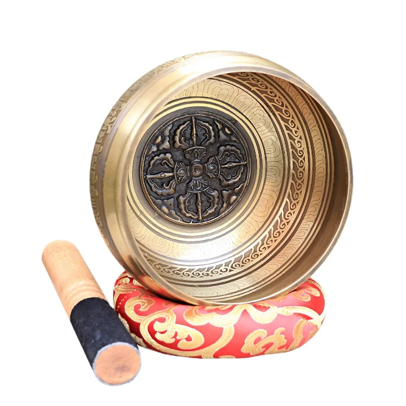 

Tibetan Singing Bowl Set Totem Sound Bowl Meditation Bowl Unique Gift Helpful for Meditation Yoga Stress Relief Copper