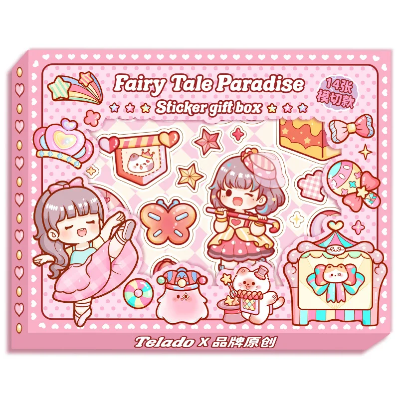 14pcs/1lot Kawaii Scrapbook Sticker Pussycat Theatre Scrapbooking Supplies Planner Decorative Stationery Sticker