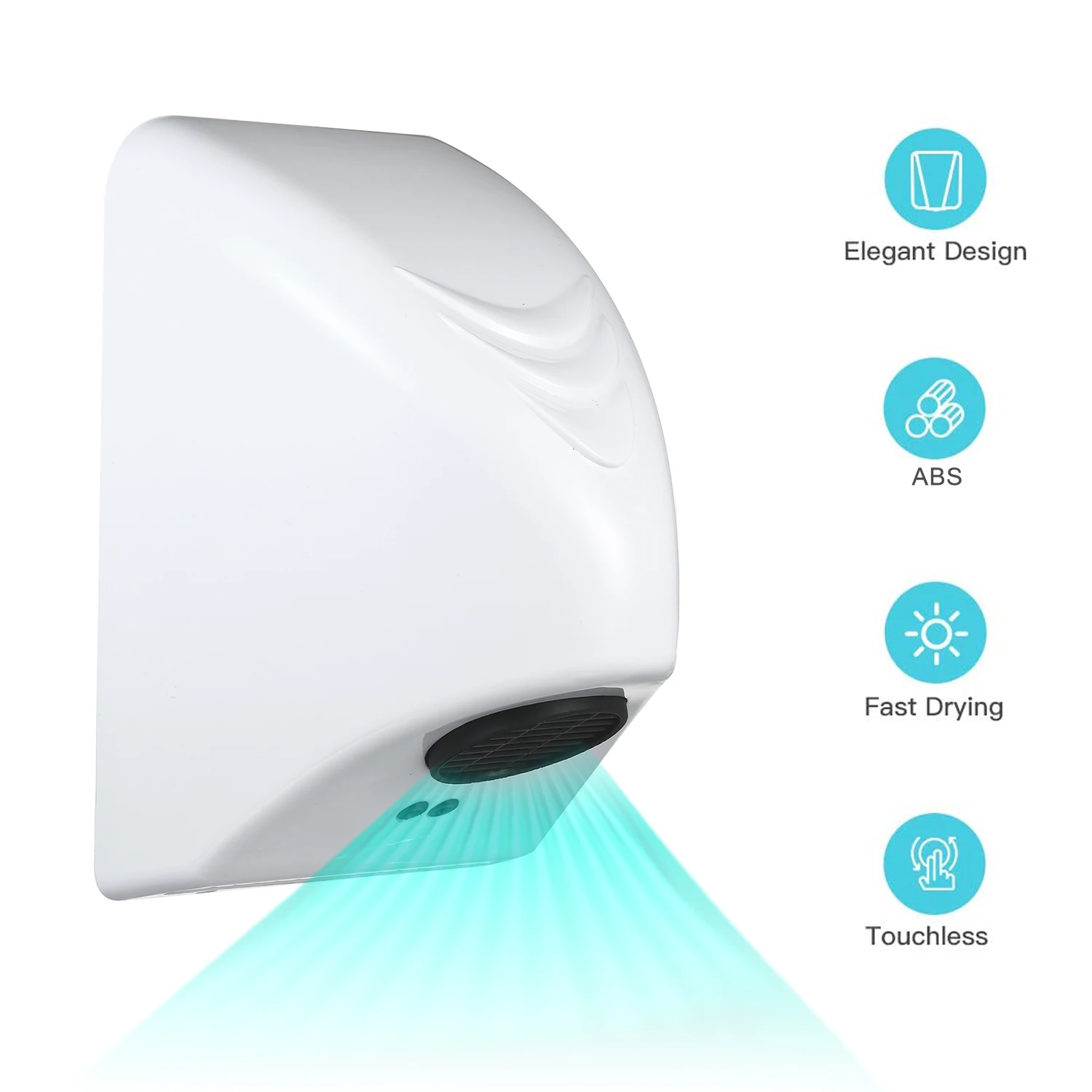 Mini Hand Dryer for Bathrooms and Kitchens, 600W Powerful, Energy-Efficient, Infrared Sensor, White ABS Cover - Ideal for Home