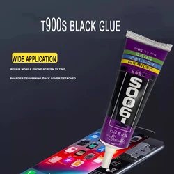 T900S 15/50/110ml Korea Soft Black Glue Component Laptop Mobile Phone LCD Display Screen Black Adhesive Sealant Glue PVC Metal