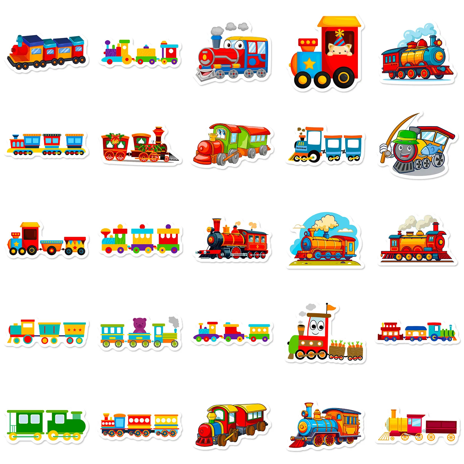 10/25/50pcs Cartoon Little Train Stickers for Phone Laptop Guitar Helmet Travel Luggage Skateboard Car DIY Kids Bedroom Toy