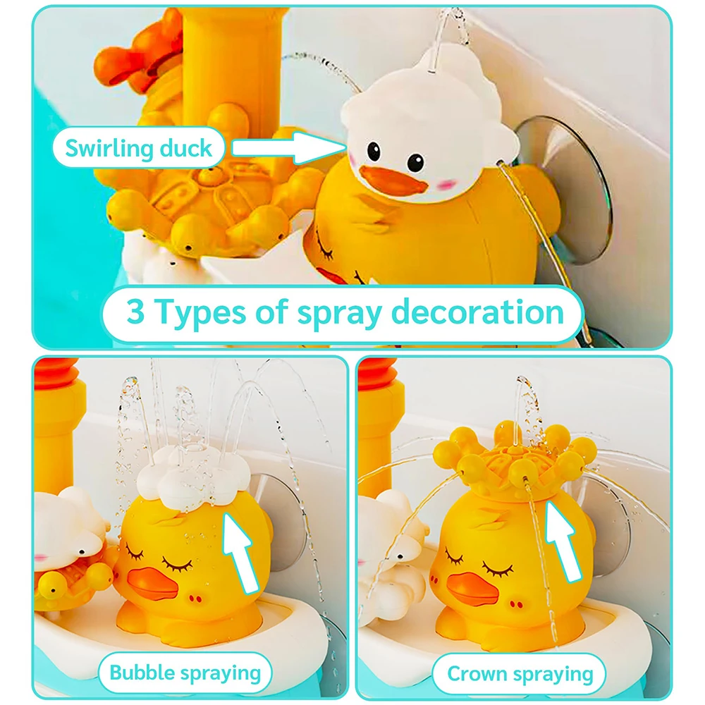 Baby Bath Toys Adjustable Sunflower Shower Head Bathtub Toys 3 Water Spraying Modes Stackable Design Fun for Kids Toddlers Gifts