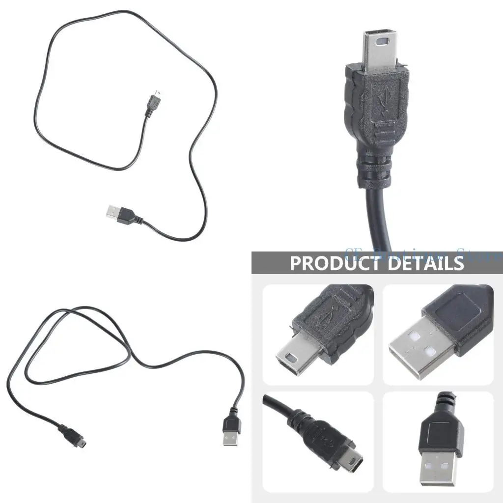 652F USB 2.0 Male A to Mini B 5-pin Cable for Laptop Computer High Speed Data Transmission Transfer Images Durable
