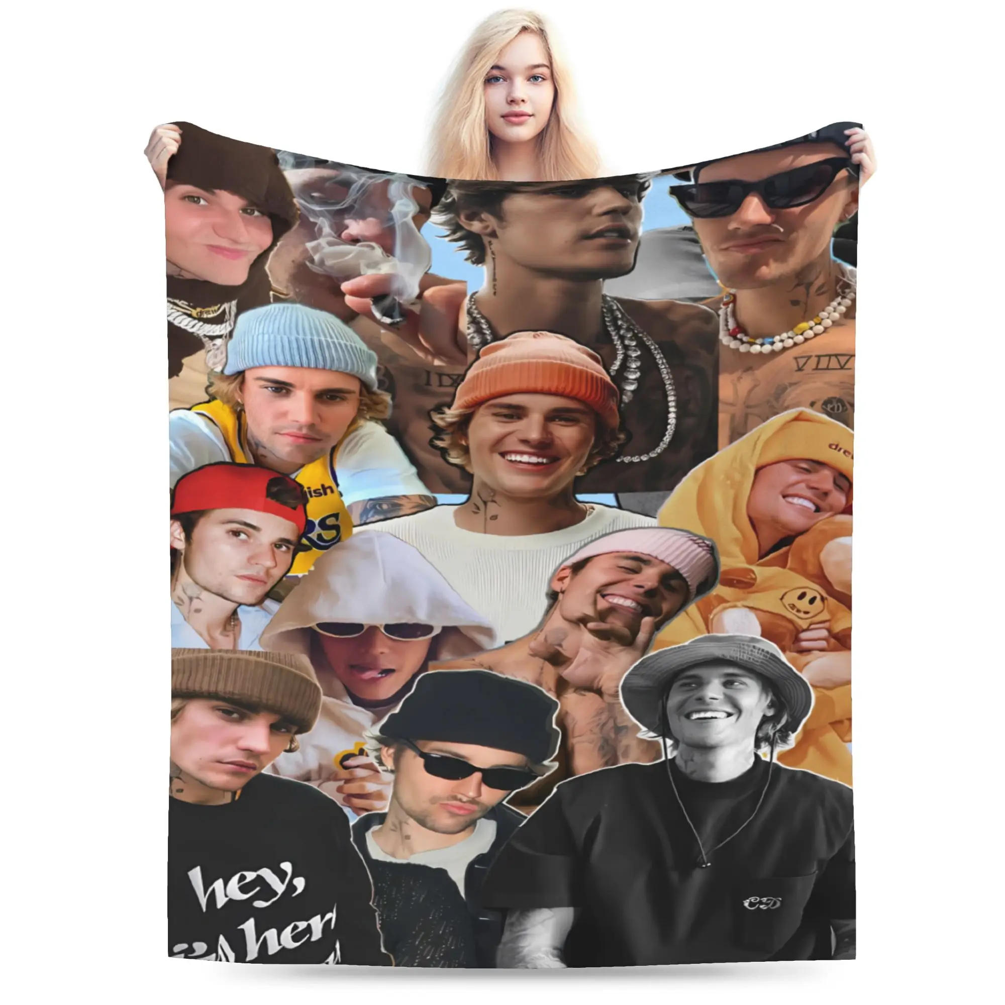 Soft Blanket Students Camping Popular Singer JBiebs  Throw Blanket  Flannel Bedspread For Bedroom Fashion Sofa Bed Cover