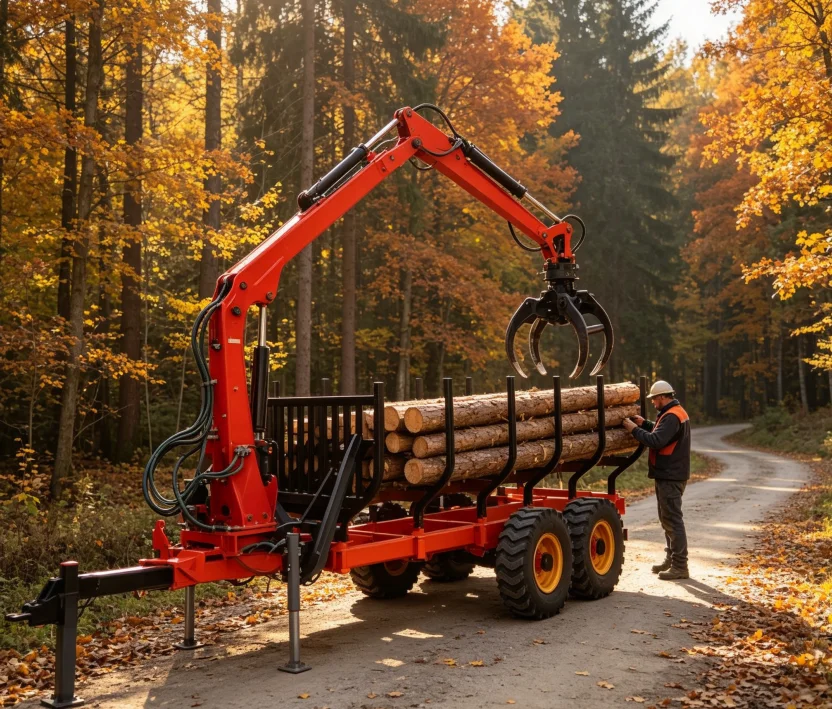 Stable Loading Rack Hydraulic Log Crane Log Trailer All Terrain  Rotate Wood Grabber For Timber Harvest Business4