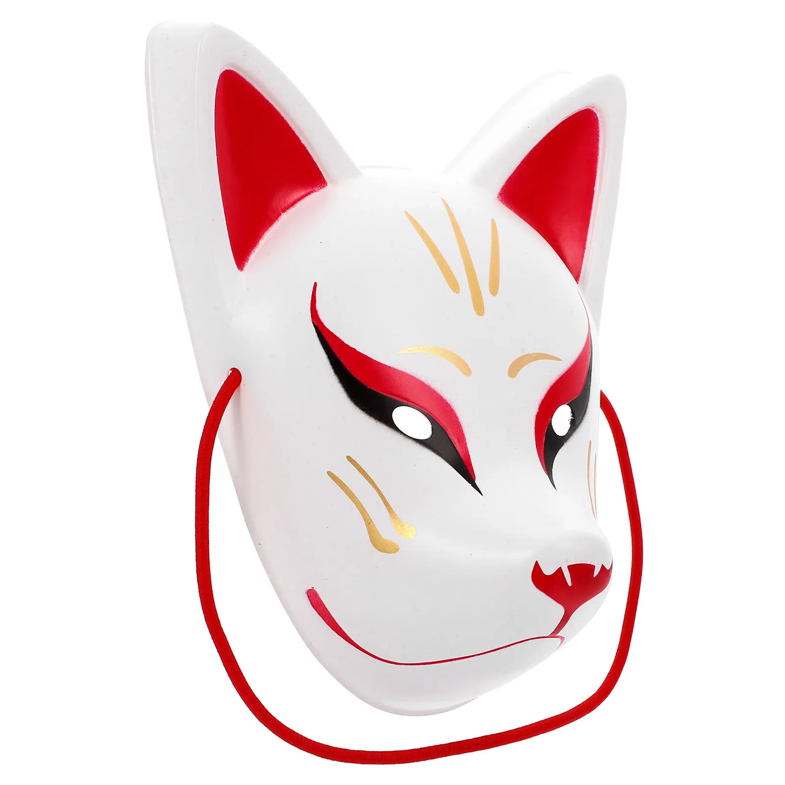 Japanese Cherry Blossom Kitsune Cat Mask White PVC Festive Party Cosplay Masquerade Halloween Dress Up Animal Face Mask