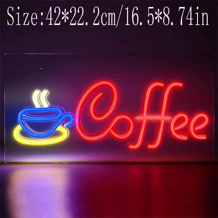 Custom Coffee Neon Sign Wall Decor Cafe Restaurant Hotel USB Powered Neon Restaurant Sign for Coffee Shop Bar Night Light