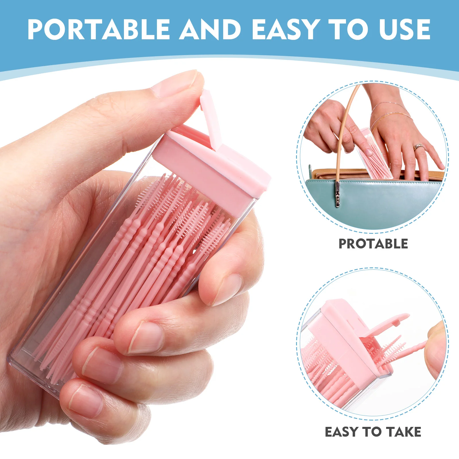 200 Uds herramienta de Wisking plana palillos de dientes cepillo herramientas de limpieza de dientes cepillos de dientes a granel