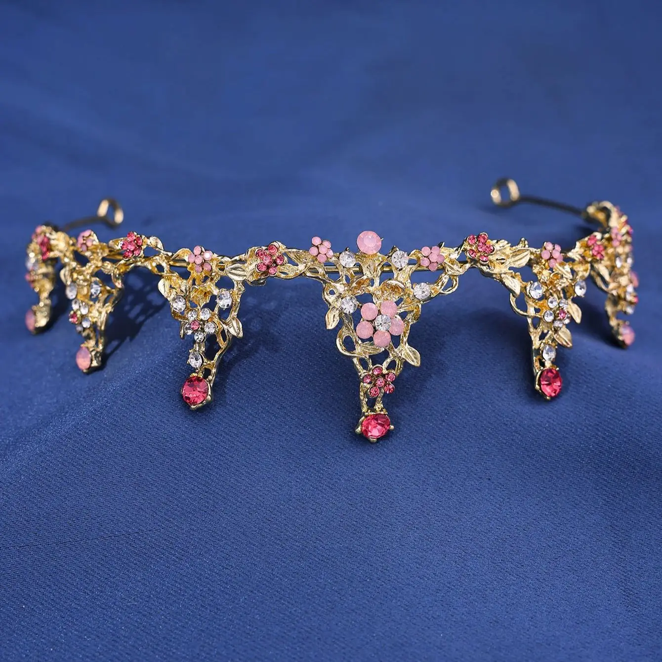 Vintage Women Headband Gold Rhinestone Crystal Flower Crown Tiara Wedding Headband Bridal Hair Jewelry Accessories image 3