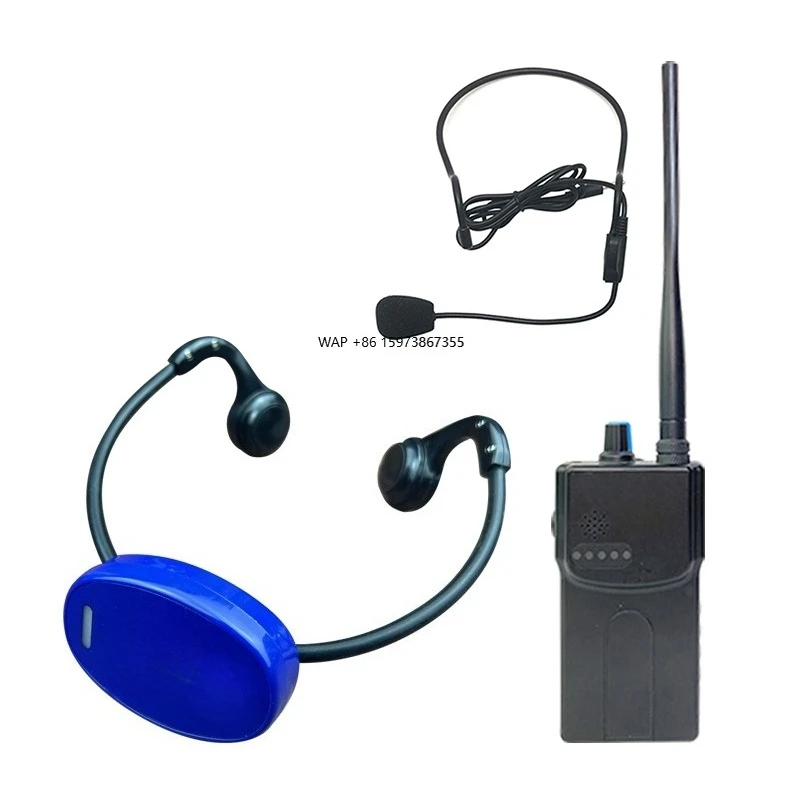 

Live Teaching 1 FM Transmitter and Aquatalk Bone Conduction Headphones for Swimming Training Nose Clips and Earplugs Kit