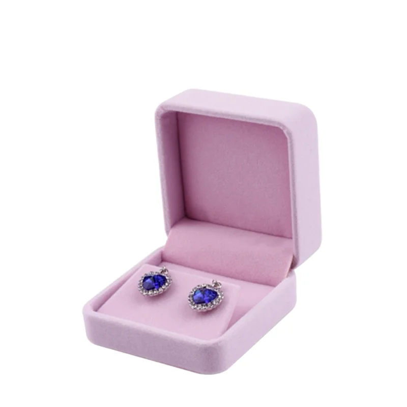 Cute Velvet Ring Box Classical Ring Bearer Case Pink Jewelry Gift Box for Engagement Proposal Wedding - view 5