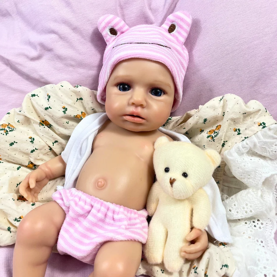 Mini 13 بوصة يمكن فتح الفم كامل سيليكون تولد من جديد دمية طفل LouLou مستيقظ فتاة لينة سيليكون الجسم قابل للغسل لعبة هدية الكريسماس