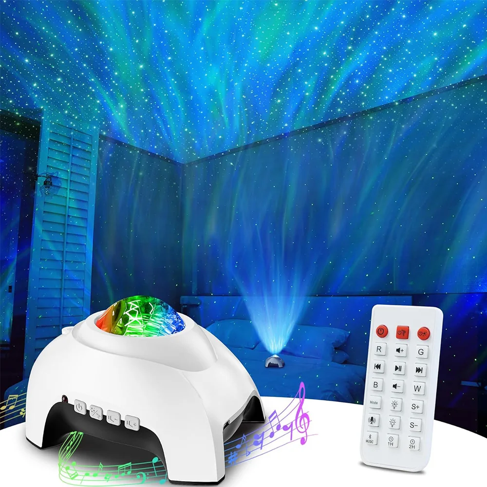 Star Galaxy Night Light Projector for Bedroom Bluetooth Speaker and White Noise Aurora Projection Lamp for Kids Room Decor Gift