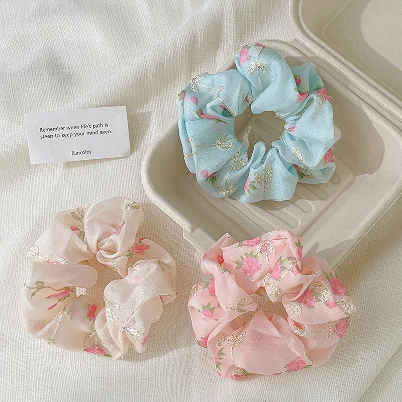 

Summer New Mesh Embroidered Headband Elegant and Fashionable Headband Tied Hair Retro Hair Accessories Large Intestine Headband