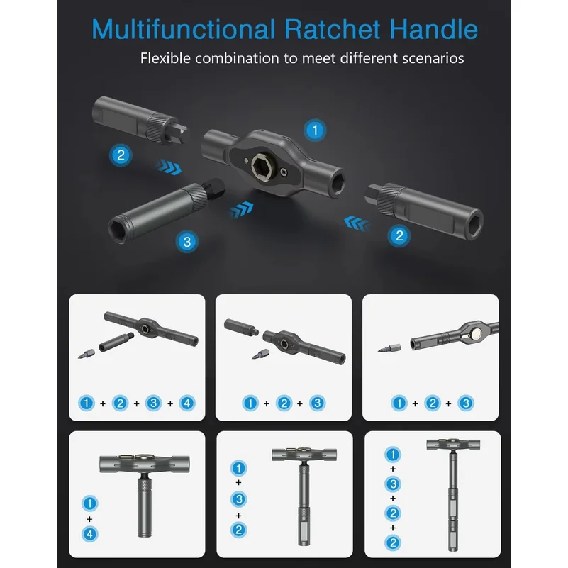 42 in 1 Magnetic Screwdriver Set Multi Bit Ratcheting Screwdriver T Handle Repair Tool for Furniture Computer Bicycle and DIY
