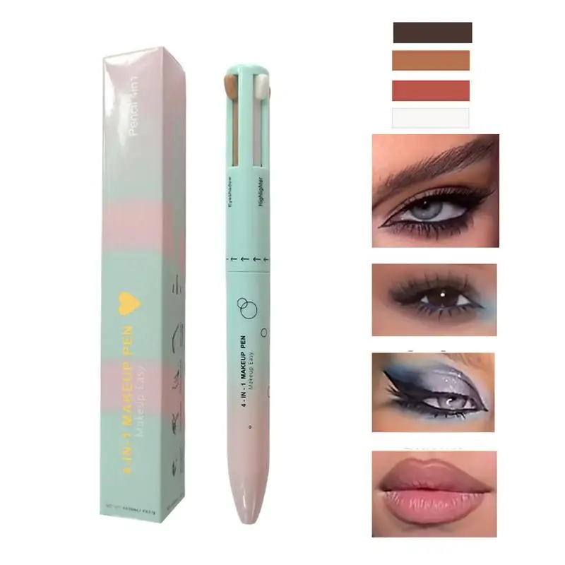 4 In 1 Eyebrow Pencil 4 Colors Eyebrow Eyeliner Pencil Waterproof Drawing Eye Brow Long Lasting Eyebrow Lip Liner Pen