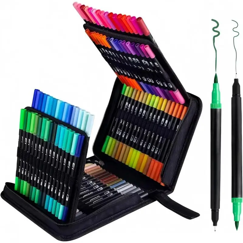 

Набор цветных маркеров с двойным наконечником, 36-120 цветов, для рисования, творчества, письма, офиса, школы, в подарочной упаковке.