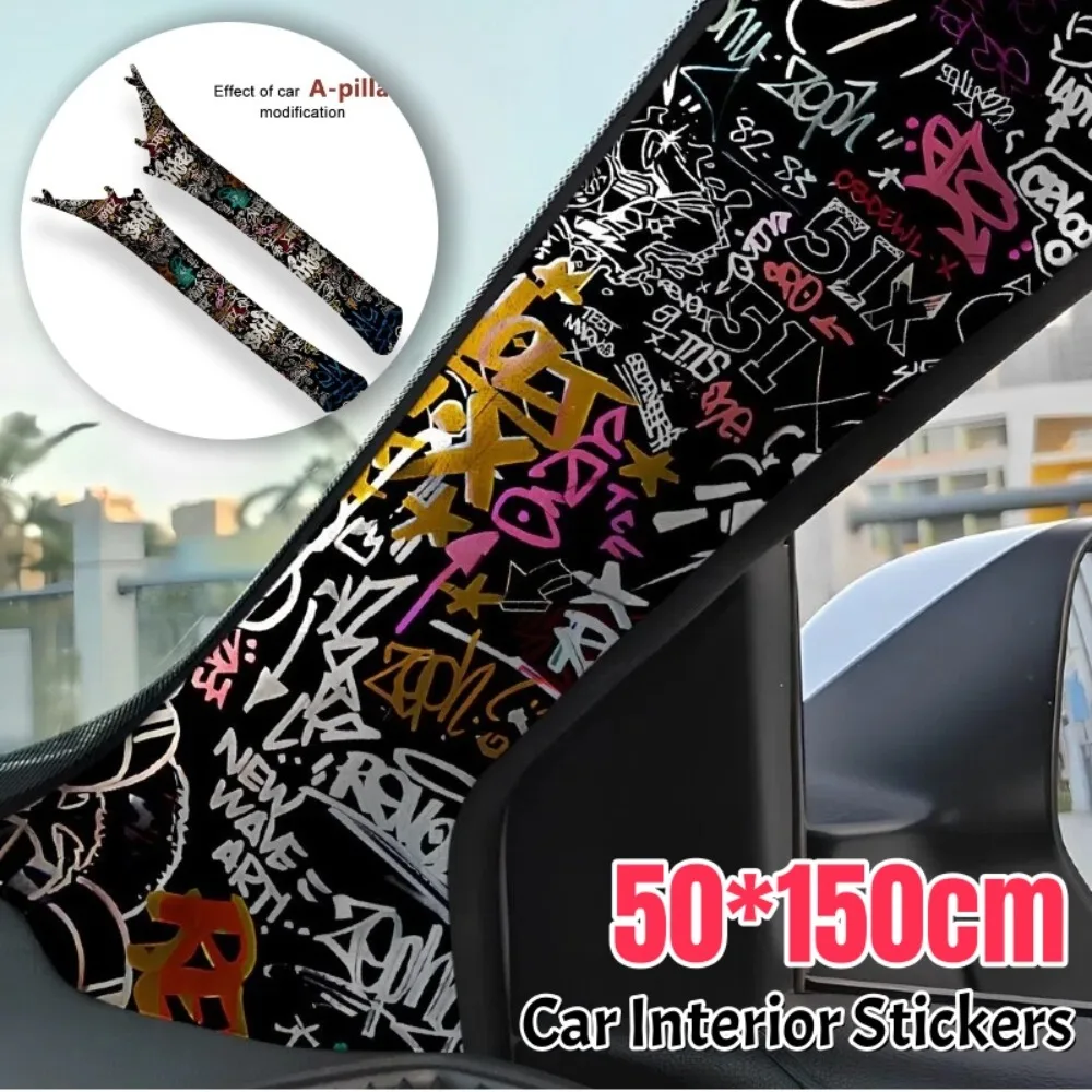 

High-grade Graffiti Self-adhesive Stickers Fabric Universal Auto AB Pillar Headliner Door Car Interior Wrap Modification Films