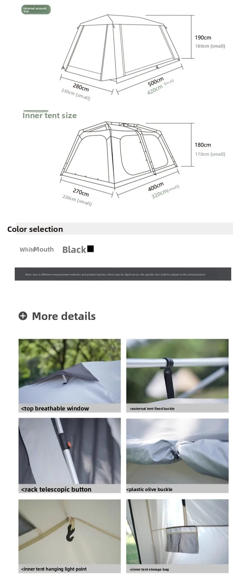 Two bedrooms and one living room luxury villa tent outdoor camping double-layer rainproof automatic living room tent