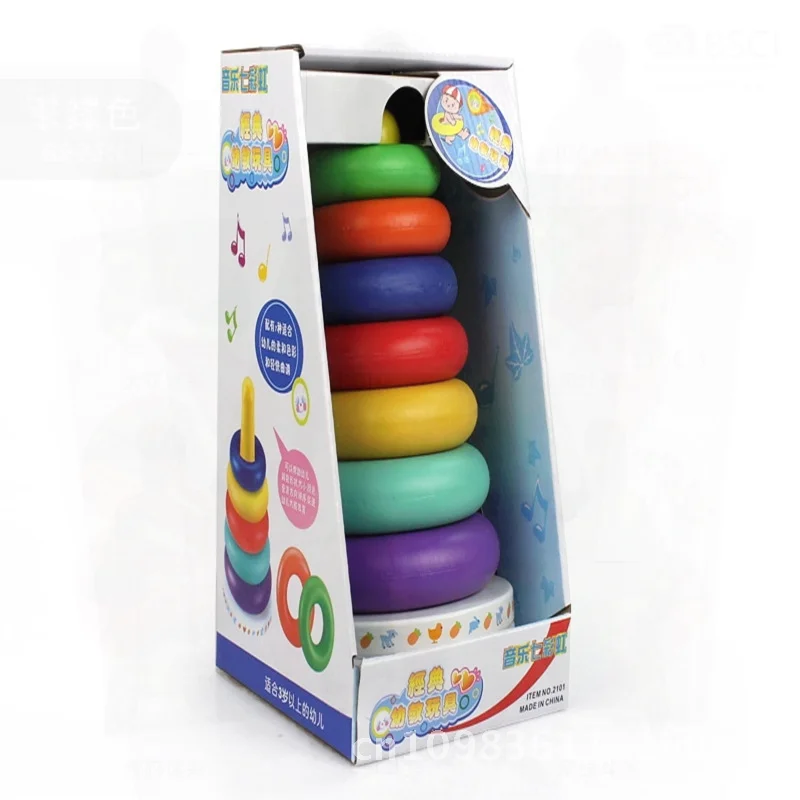 子供用レインボータワー積み重ねおもちゃ カラフルなフェルール 幼児向け早期教育カップ 認知発達 インタラクティブプレイ