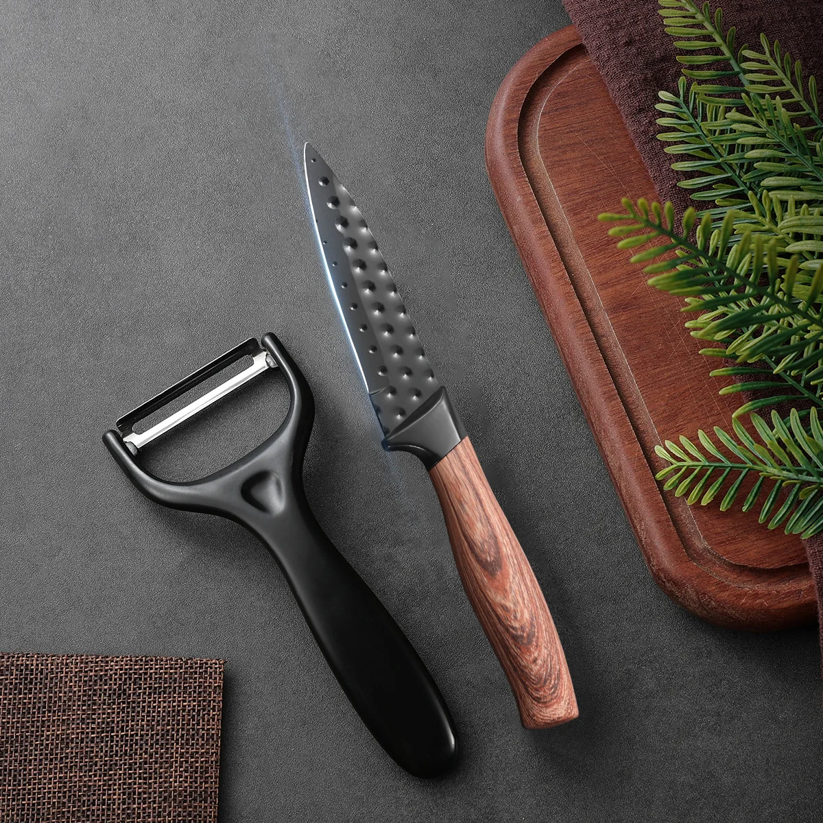 Нож для фруктов из нержавеющей стали, нож для очистки овощей, набор из двух предметов, нож с антипригарным покрытием, кухонный нож для фруктов, строгальный станок для дыни, бытовой набор, острый антибактериальный