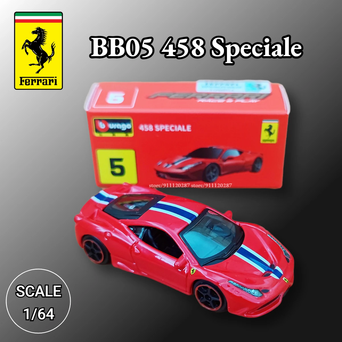 

Bburago 1:64 Ferrari Miniature Car Model, 458 Speciale Scale Enzo F12tdf F40 F50 488 GTB Diecast Vehicle Replica Toy