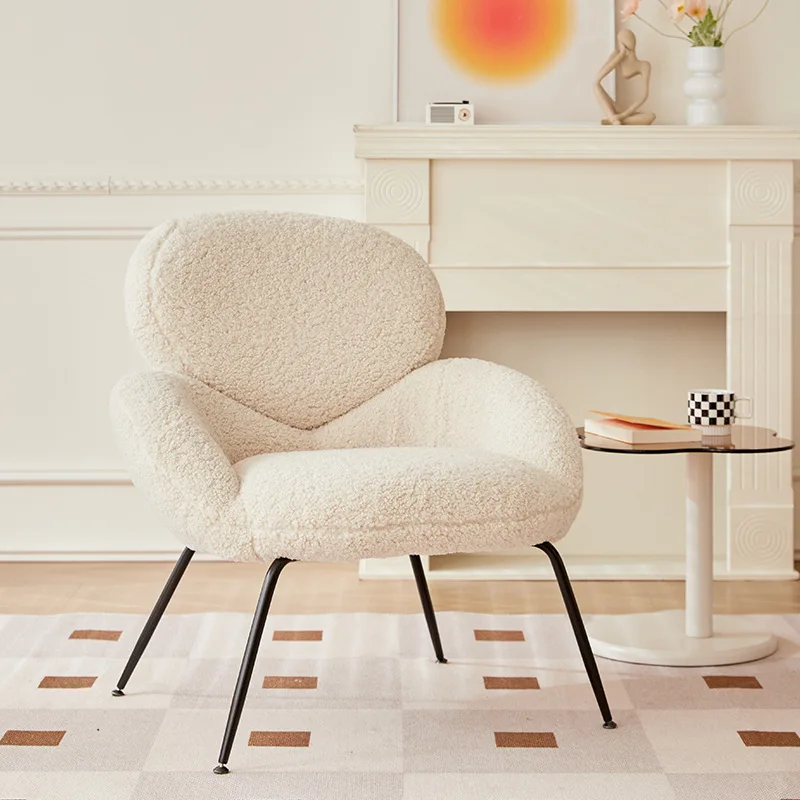 Internet popular light single sofa chair Nordic metal design simple home furniture living room casual lazy chair cream style