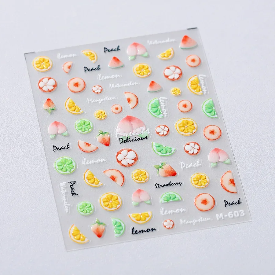 5D Pudding-Gelee-Dessert-Frucht-Kirsch-Rosa-Klauenabdruck-Schleifenknoten-Liebesherz-Sterne-Nagelkunst-Aufkleber, selbstklebende Maniküre-Dekoration – Detail 32